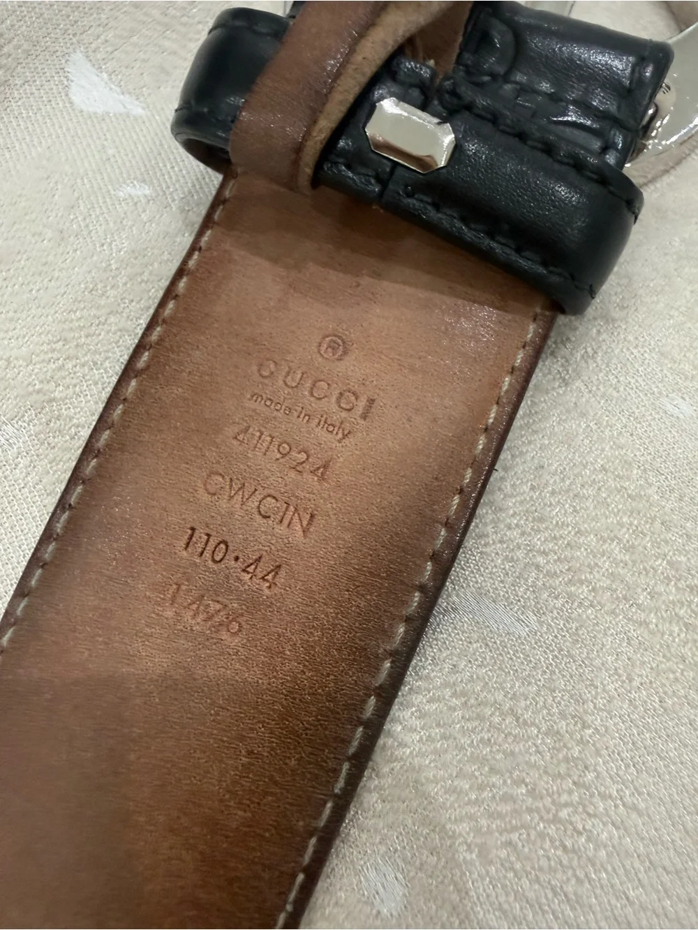 Gucci Men's Dark Brown Leather Belt with Silver Interlocking G Buckle